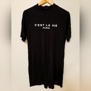 Paris, Here I Come! C'est La Vie! • Soft Summer Romper • Black Knit • Size 1X •